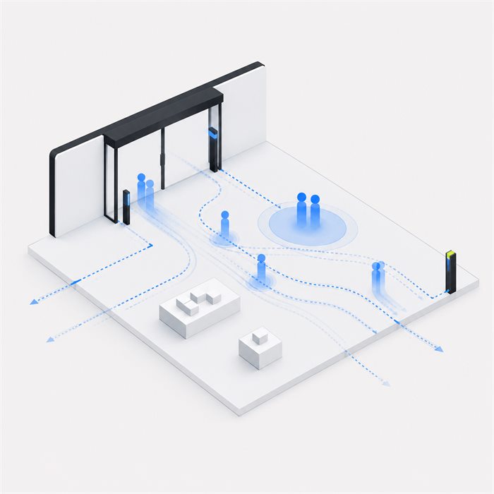 Illustration of anonymous aggregate movement and dwell inside a venue.